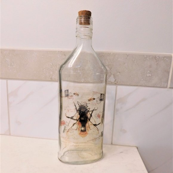 Insect Decorated Corked Glass Bottle - Picture 1 of 5